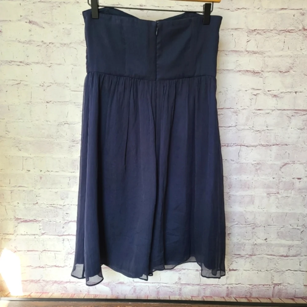 J. Crew Navy Silk Chiffon Strapless Dress Cocktail Special Occasion Bridesmaid 4